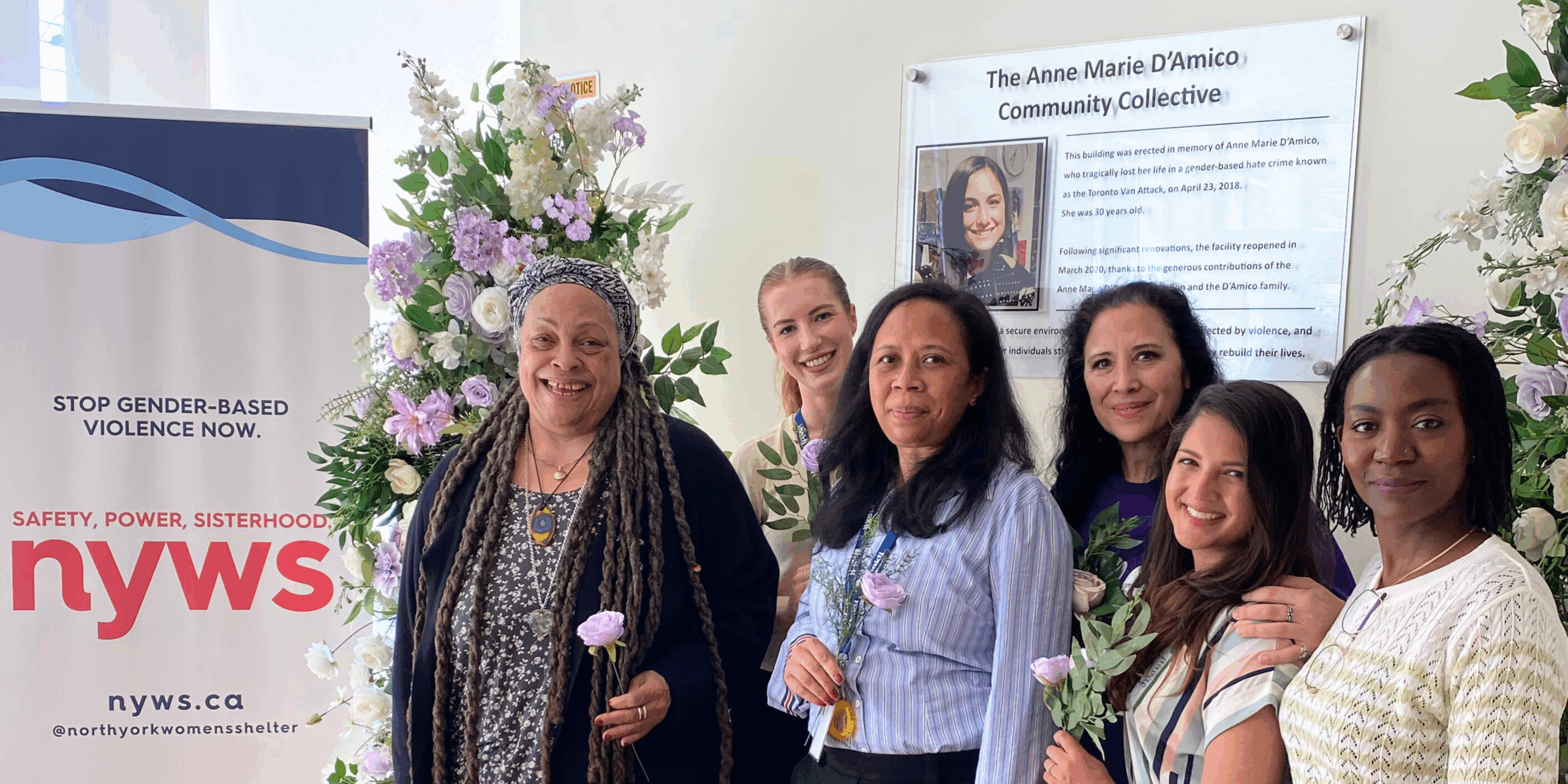2504 Admin staff picture. From left to right: Carol Latchford (Executive Director), Rachel Morrison (Sr. Manager, Fund Development), Paula Rabefiringa (Manager, Finance & Admin.), Jhoanel Lucero Ruiz (Manager, Programs & Services), Farzeen Foda (Sr. Manager, Human Resources), Claudia Legault (Supervisor, Programs & Services)